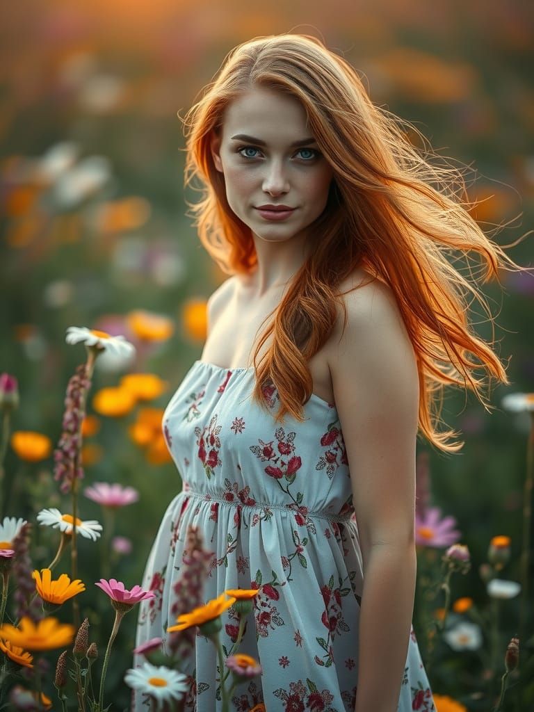 Redhead in Wildflowers: Masterpiece Photography