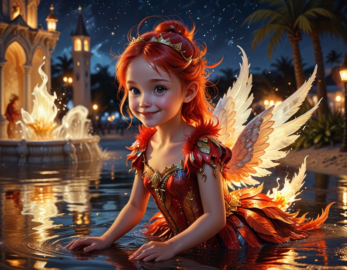 Fire-Red Creature on a Beach Holiday