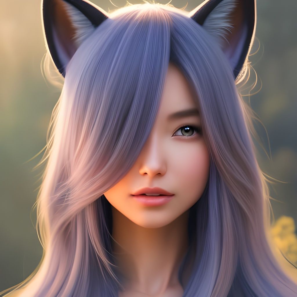 Fox Girl Portrait in Oil Painting Style