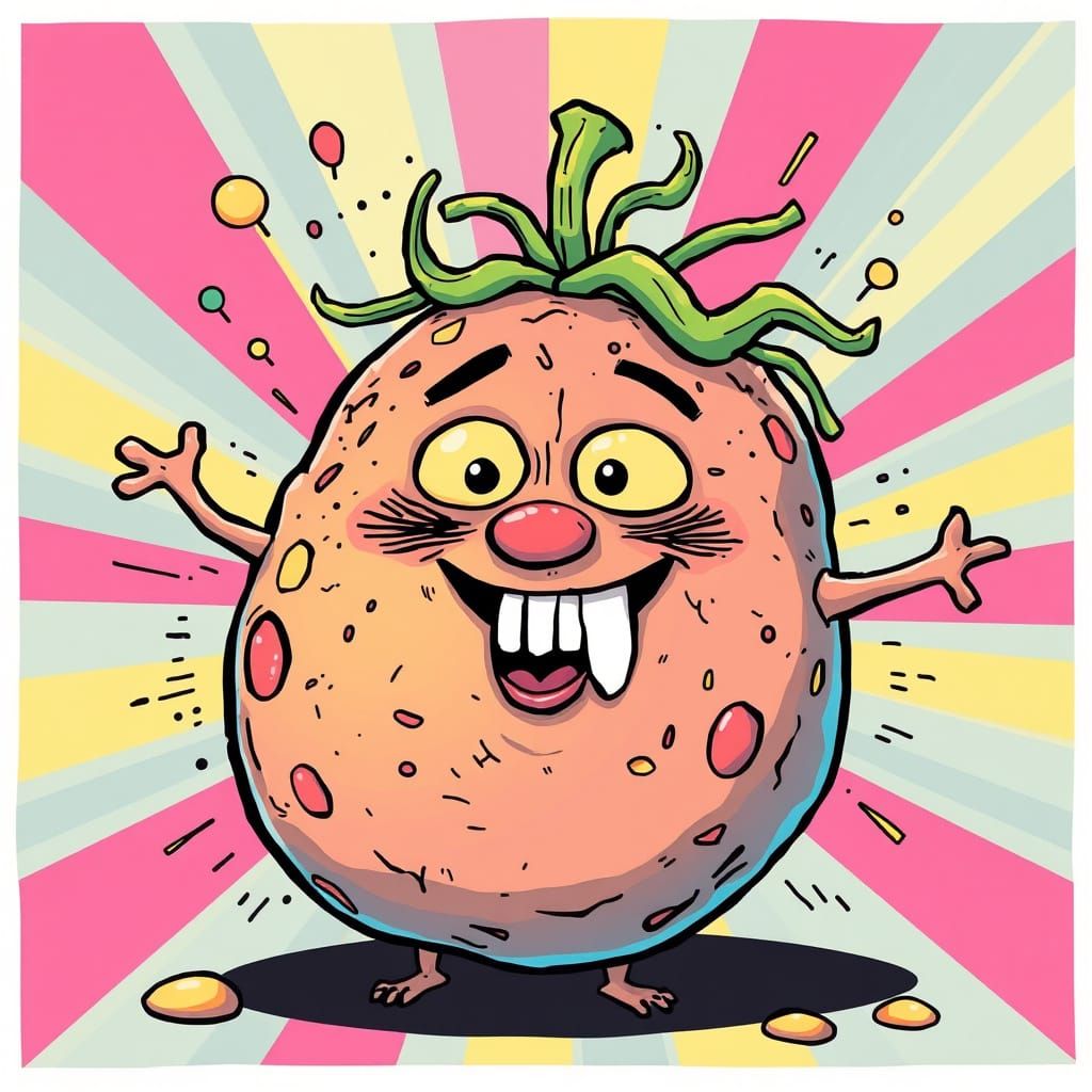 Vibrant Whimsical Potato Illustration