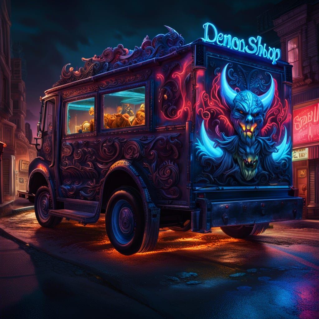 Demonic Shop Truck in Graveyard Concept Art