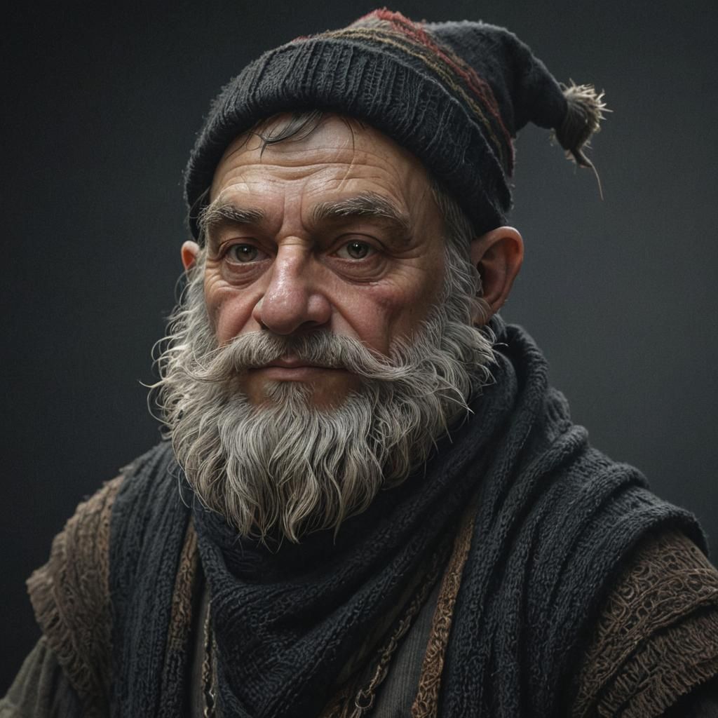 Gnome Cleric Portrait in Dark Fantasy Style