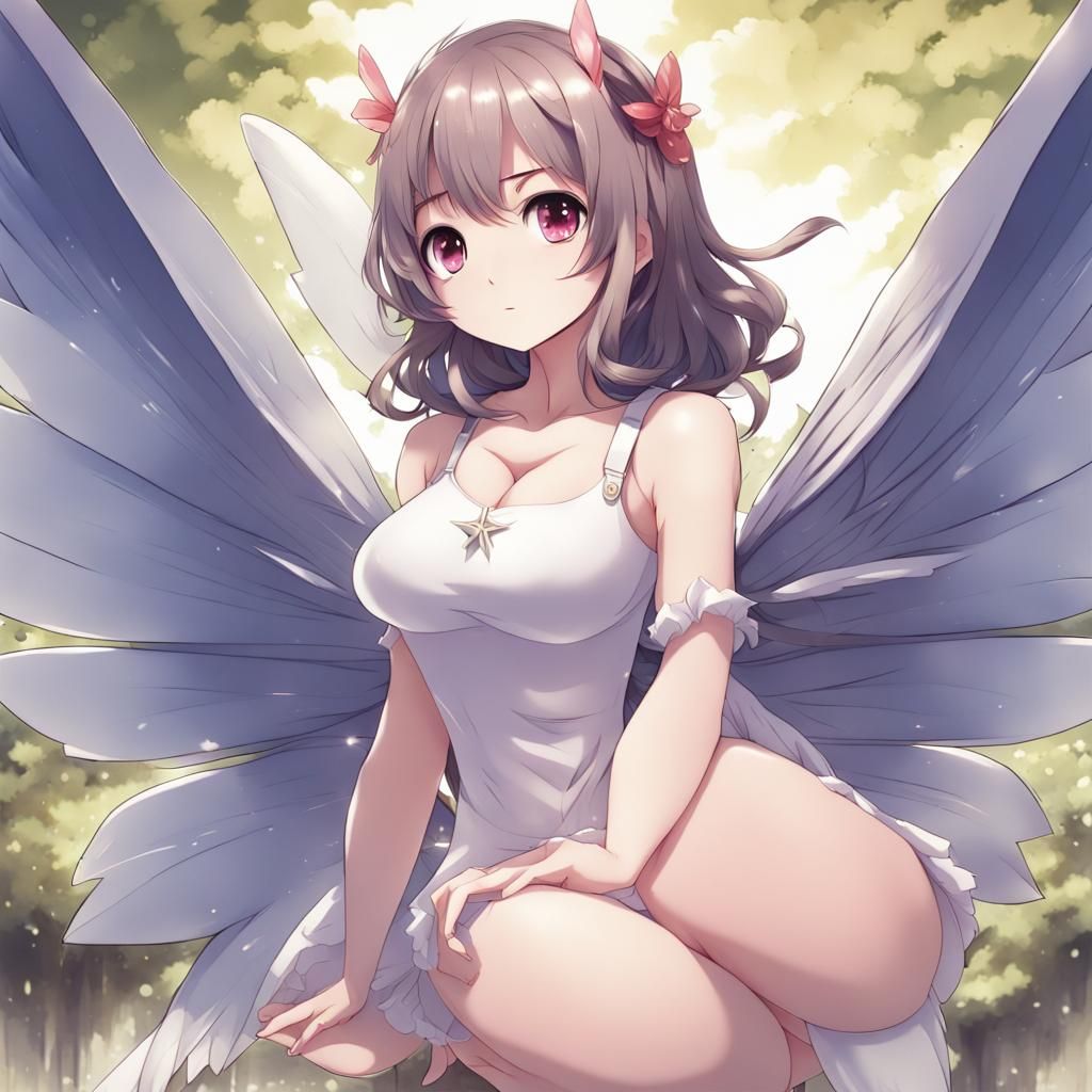 Anime Fairy with Wings in Manga Style