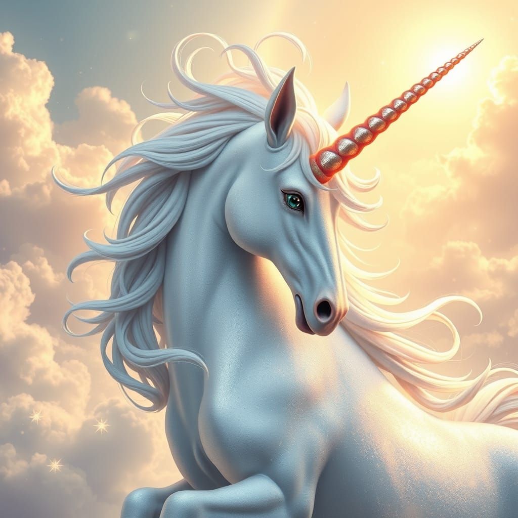 Majestic Unicorn in Whimsical Futuristic Art