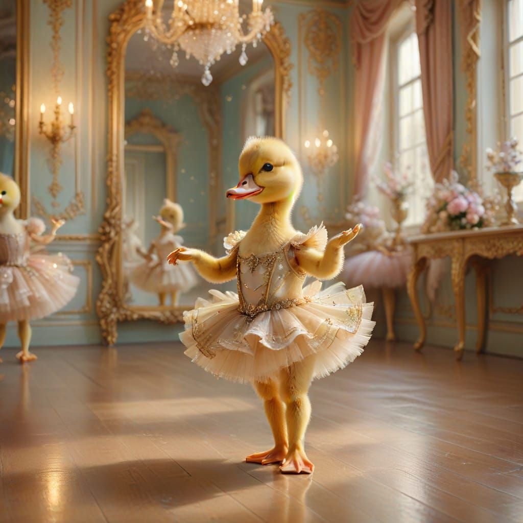 Duckling's Ballet Performance: A Rococo Painting