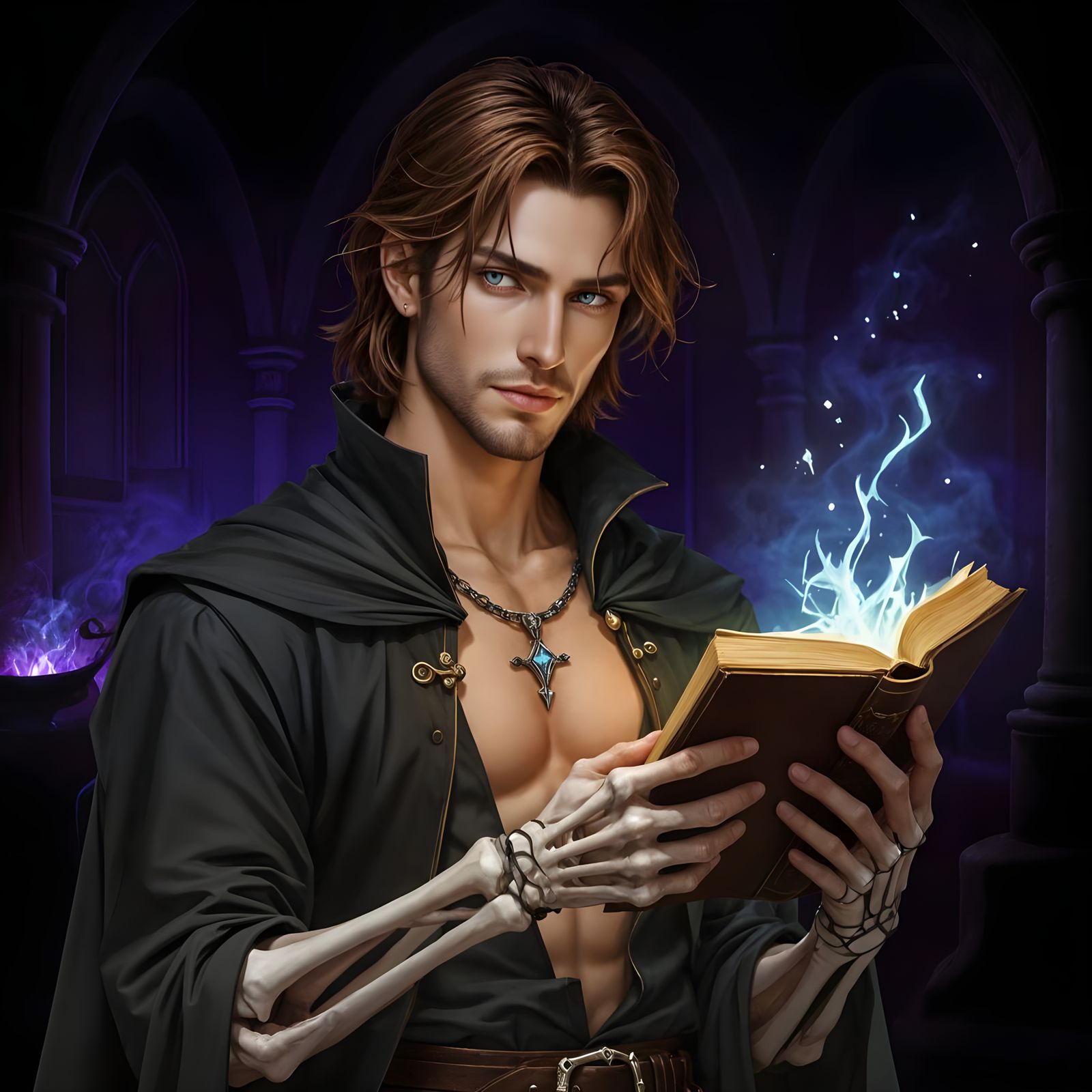 Sombre Mage with Skeletal Arm and Magic Tome