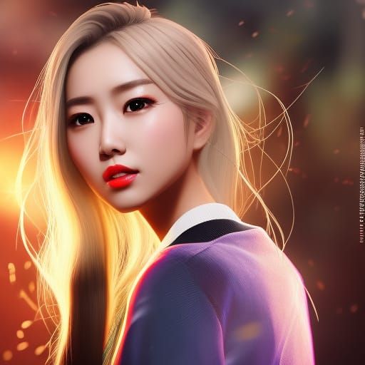 Kpop Girl Portrait with Insect Elements