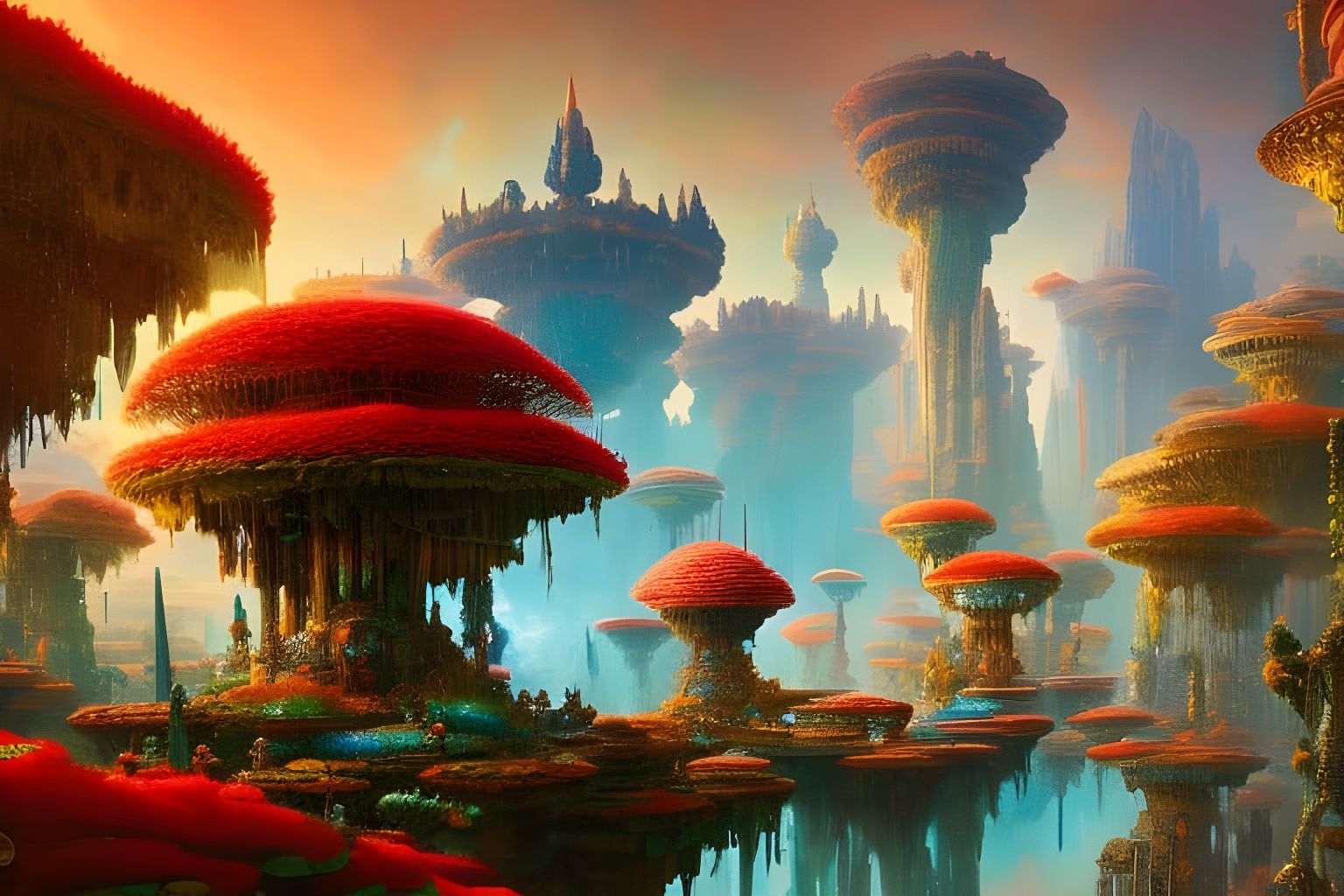 Magical Mushroom Kingdom: Hyperdetailed Digital Art