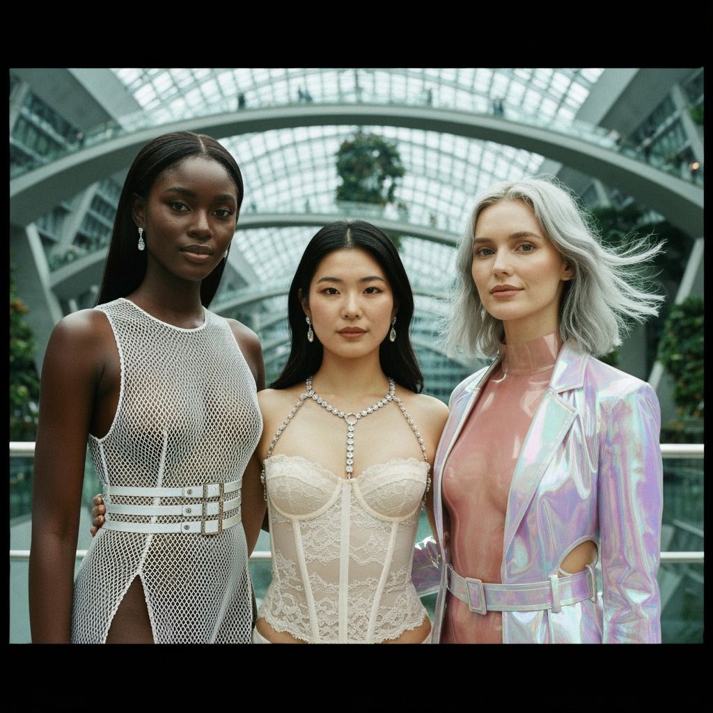 Diverse Women in Futuristic Tokyo Atrium
