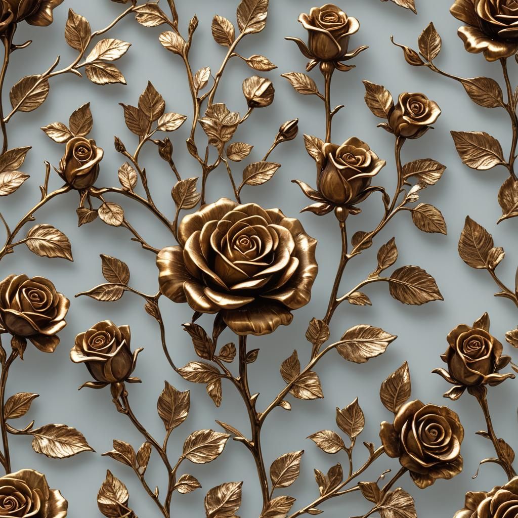 Glass, Gold, and Bronze Rose Carving