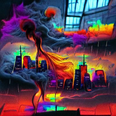Fiery Woman Dominates New York Skyline