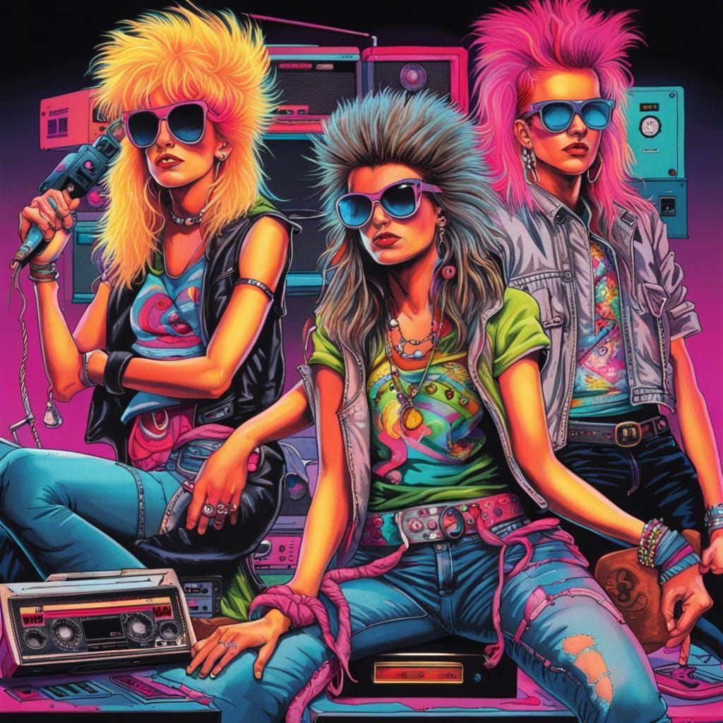 Spirit of the '80s: Neon Punk Girls (SDXL 0.9)