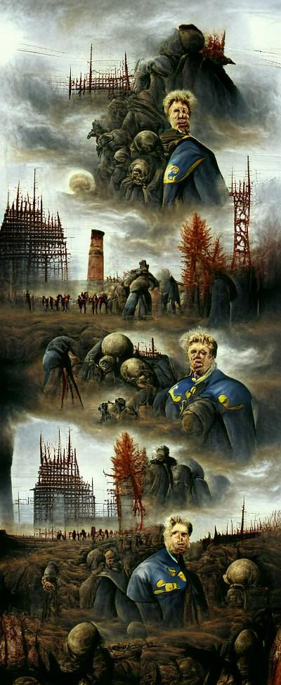 Zombie Horde in Stalinist City, Fallout Art Style