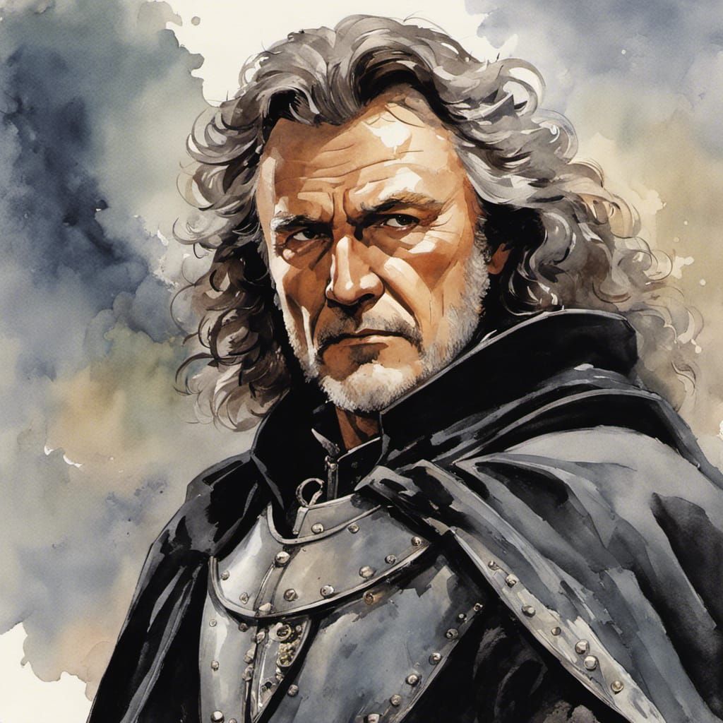 Renaissance Musketeer in Comic Book Watercolor Style