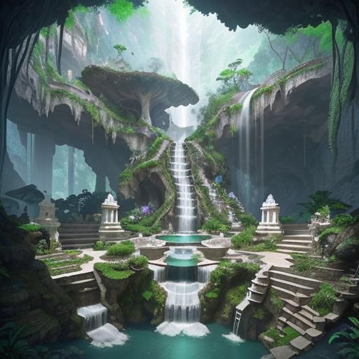 Fantasy City: Marble Stepwell in a Cave