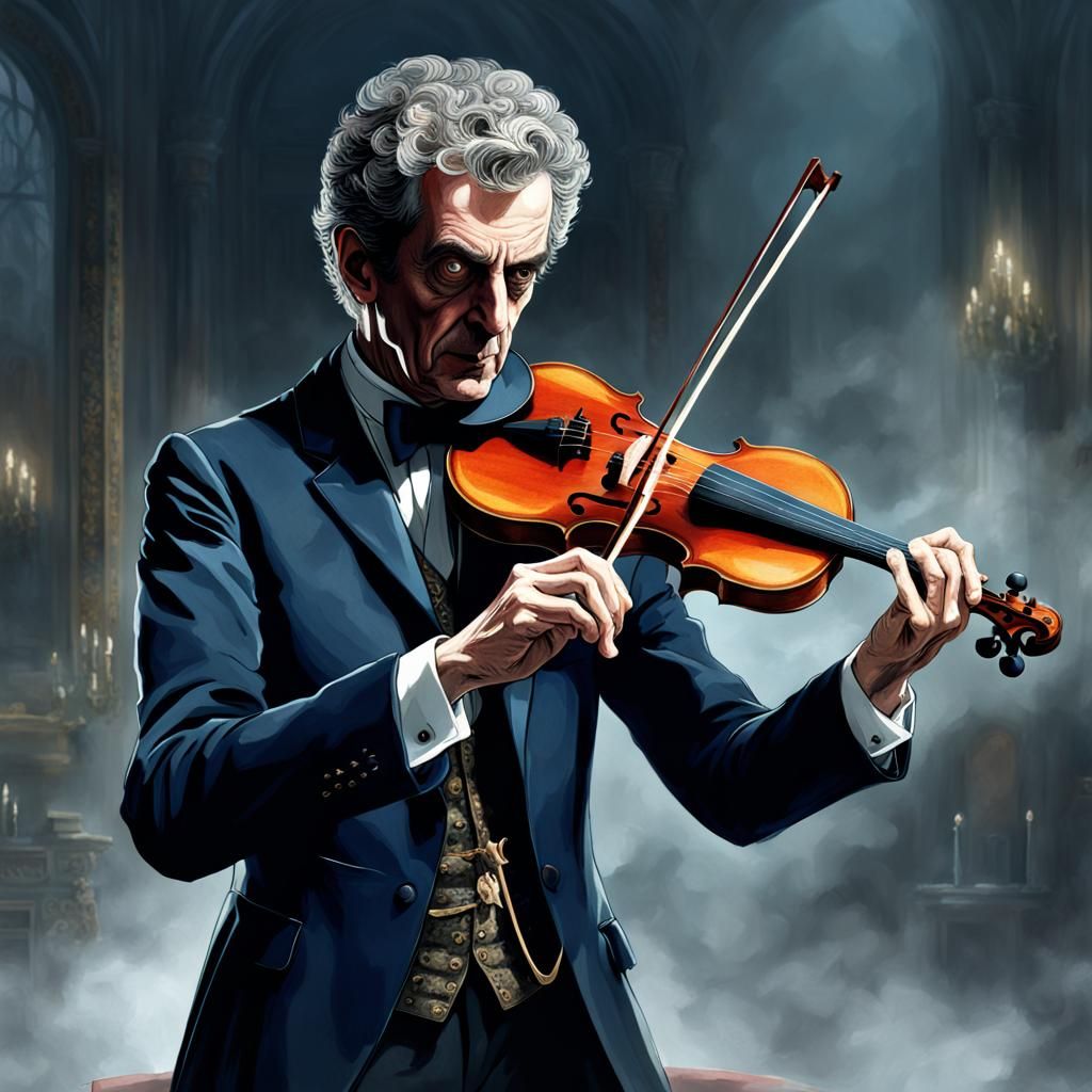 Peter Capaldi Violin Performance in Gothic Horror Style