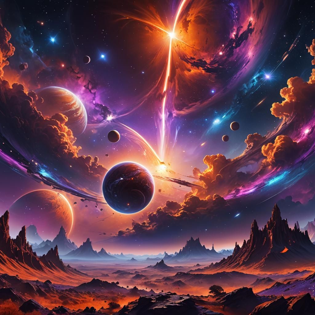 Stunning Red and Orange Planet in Fantasy Galaxy