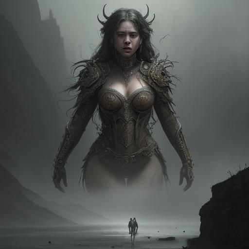 Epic Gritty Woman: Dramatic Digital Matte Painting