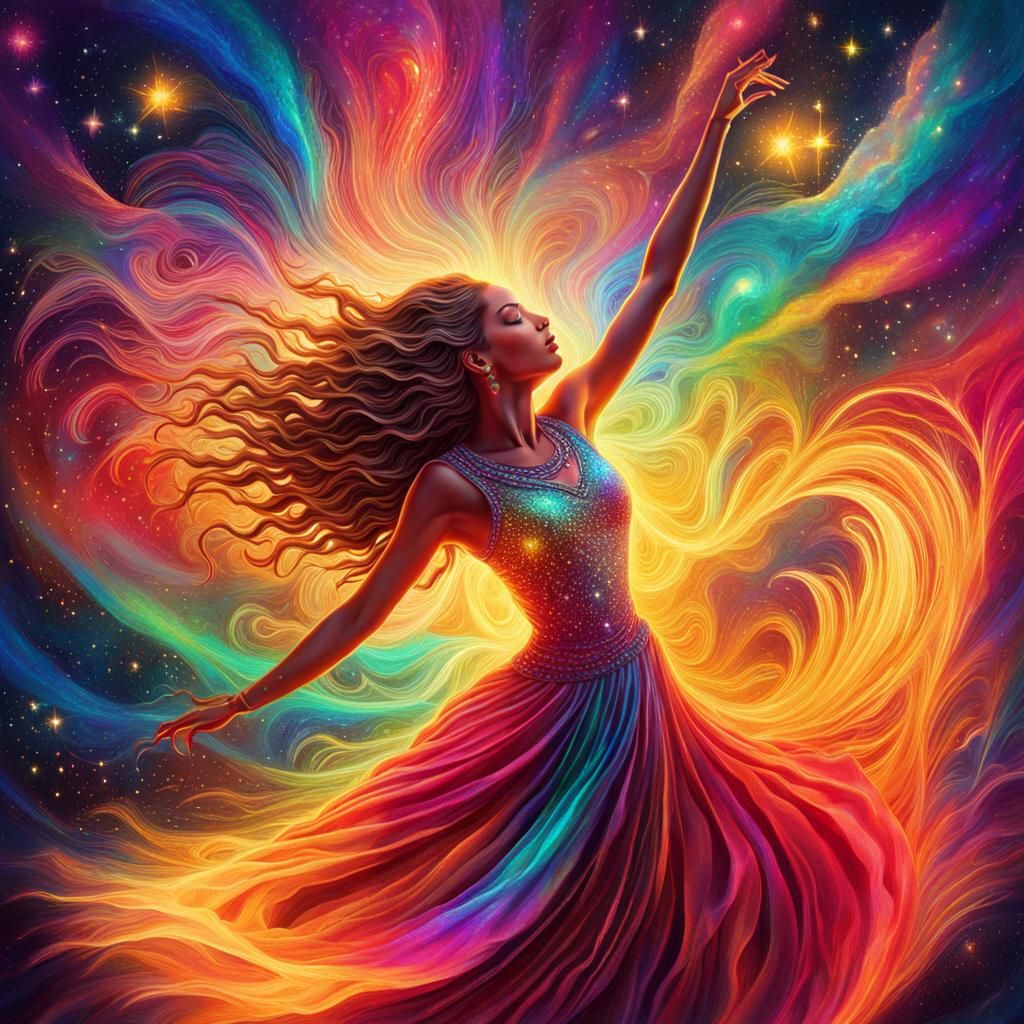 Passionate Dance in Iridescent Colors