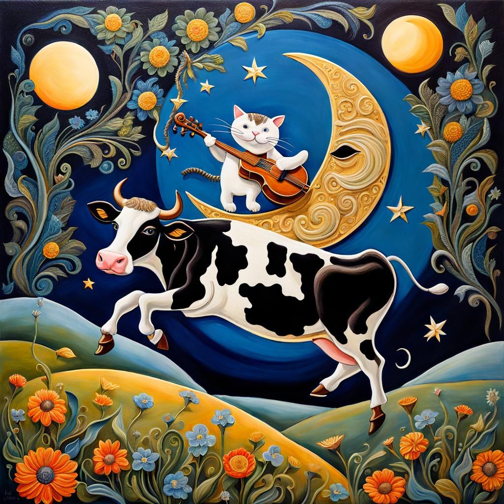 Hey Diddle Diddle in Acrylic Storybook Style