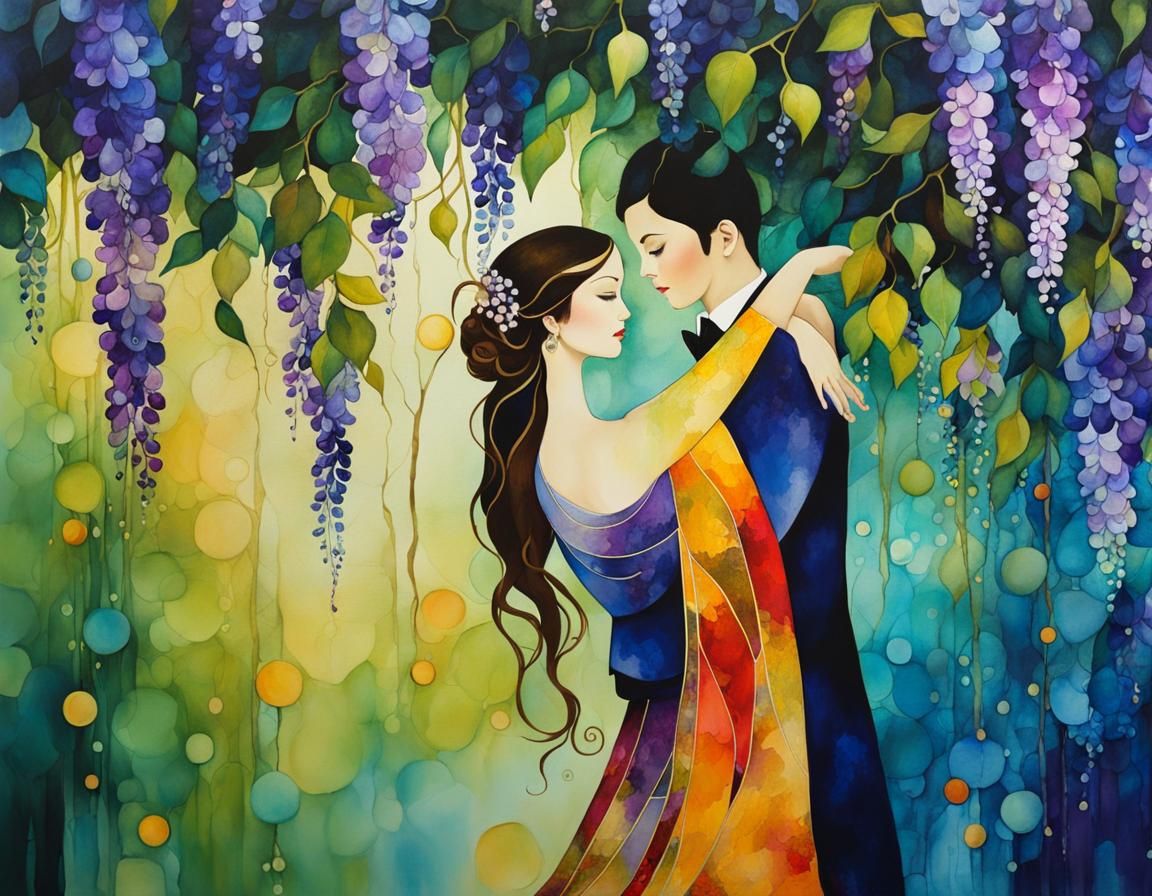 Dancing Under Wisteria: Abstract Ink Art