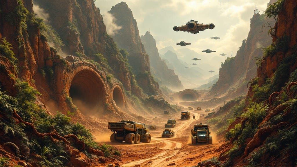 Industrial Mining Colony on a Scorching Jungle Planet