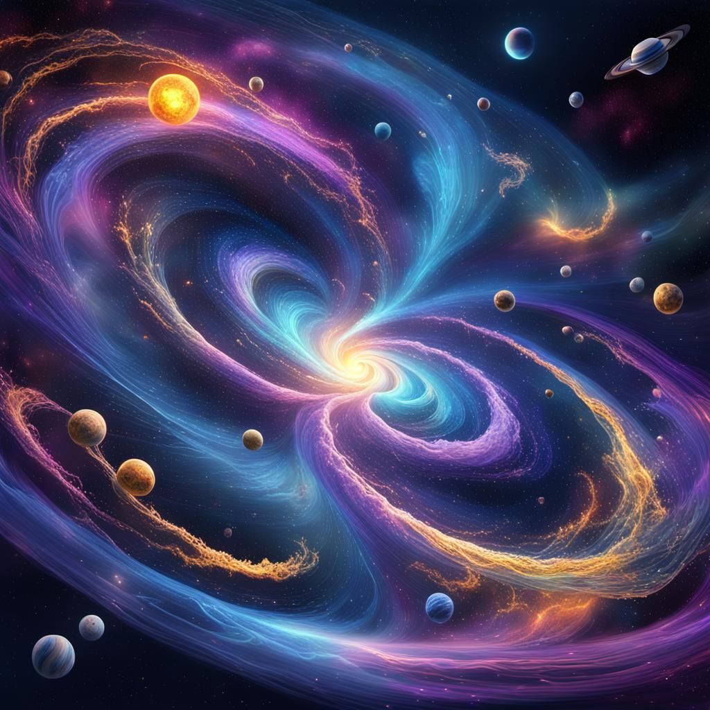 Cosmic Surrealism: Holographic Vortex of Galaxies