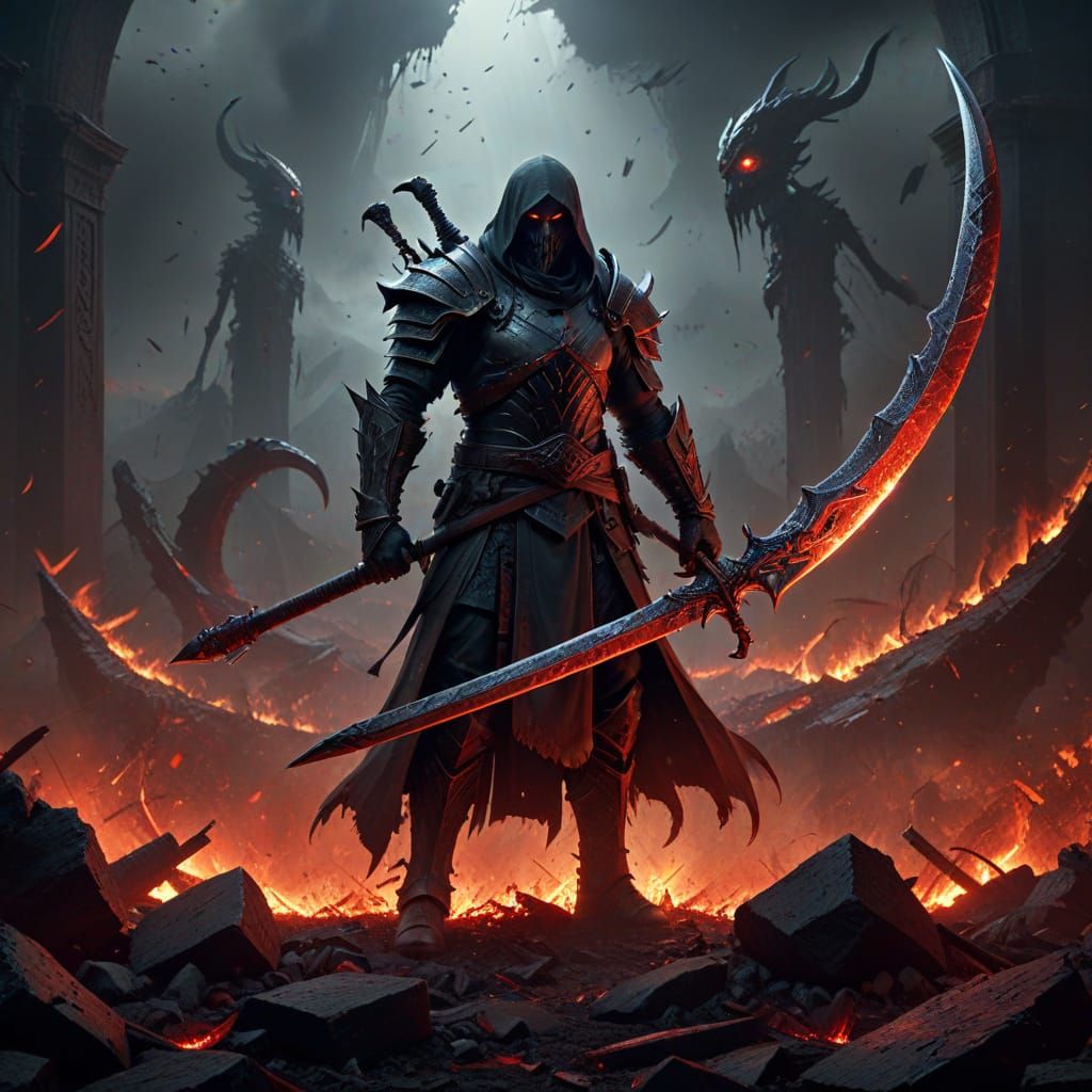 Epic Demon King Forged Scythe in Hell