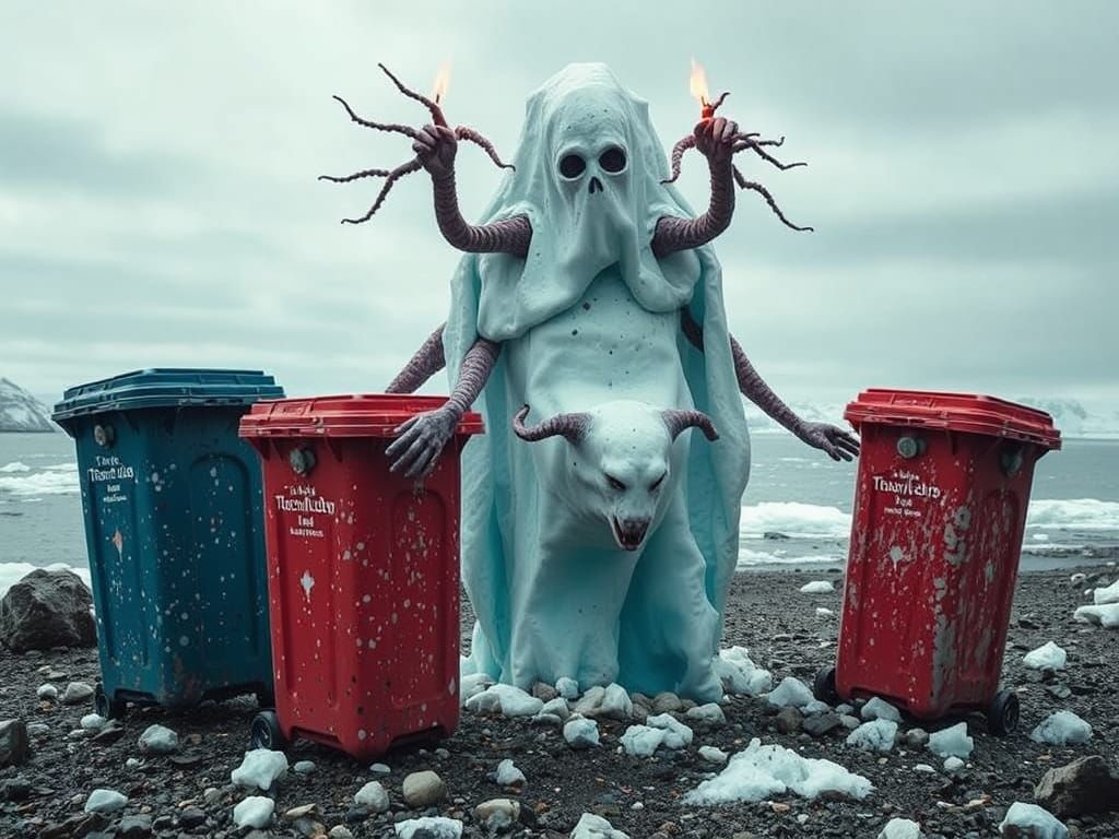 Freckled Litter Bins Exorcise Iceberg Entity in Surreal Ritu...