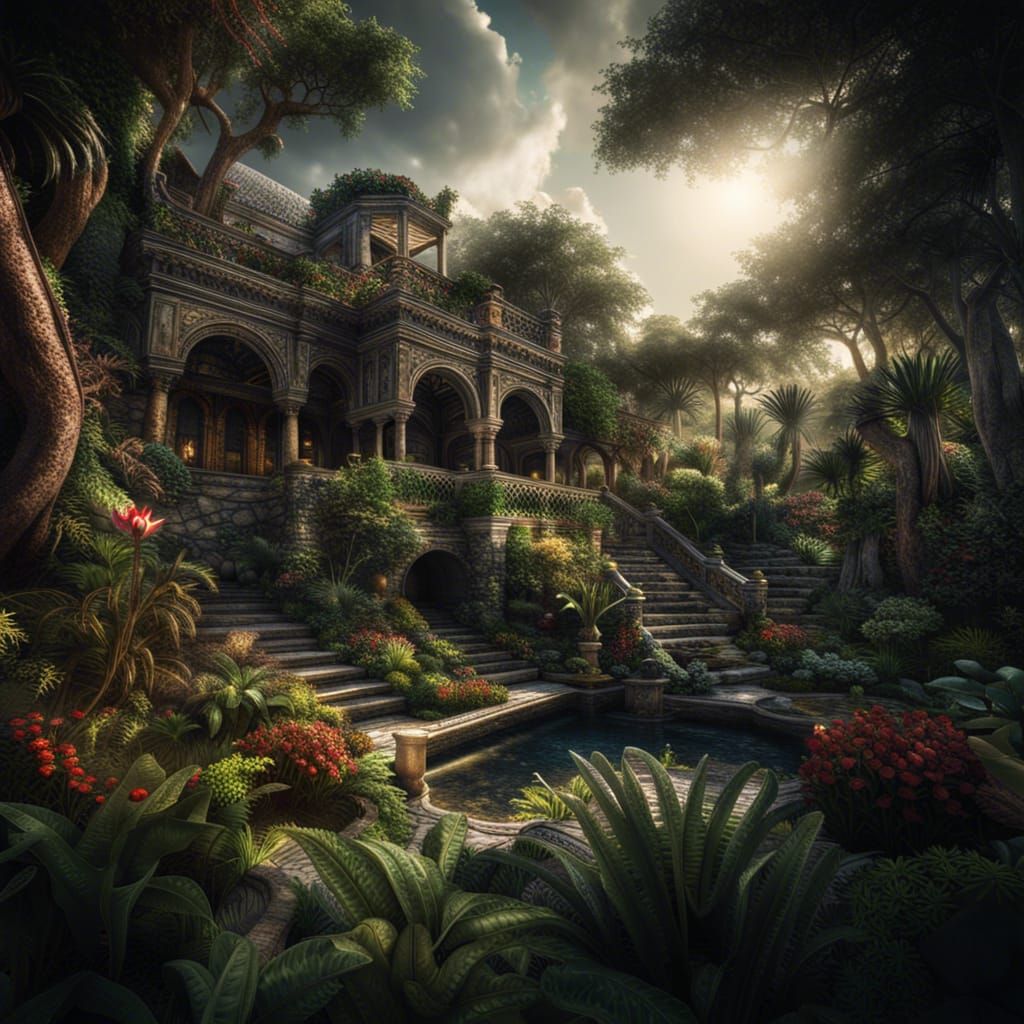 Hyperrealistic Garden of Eden in High Definition