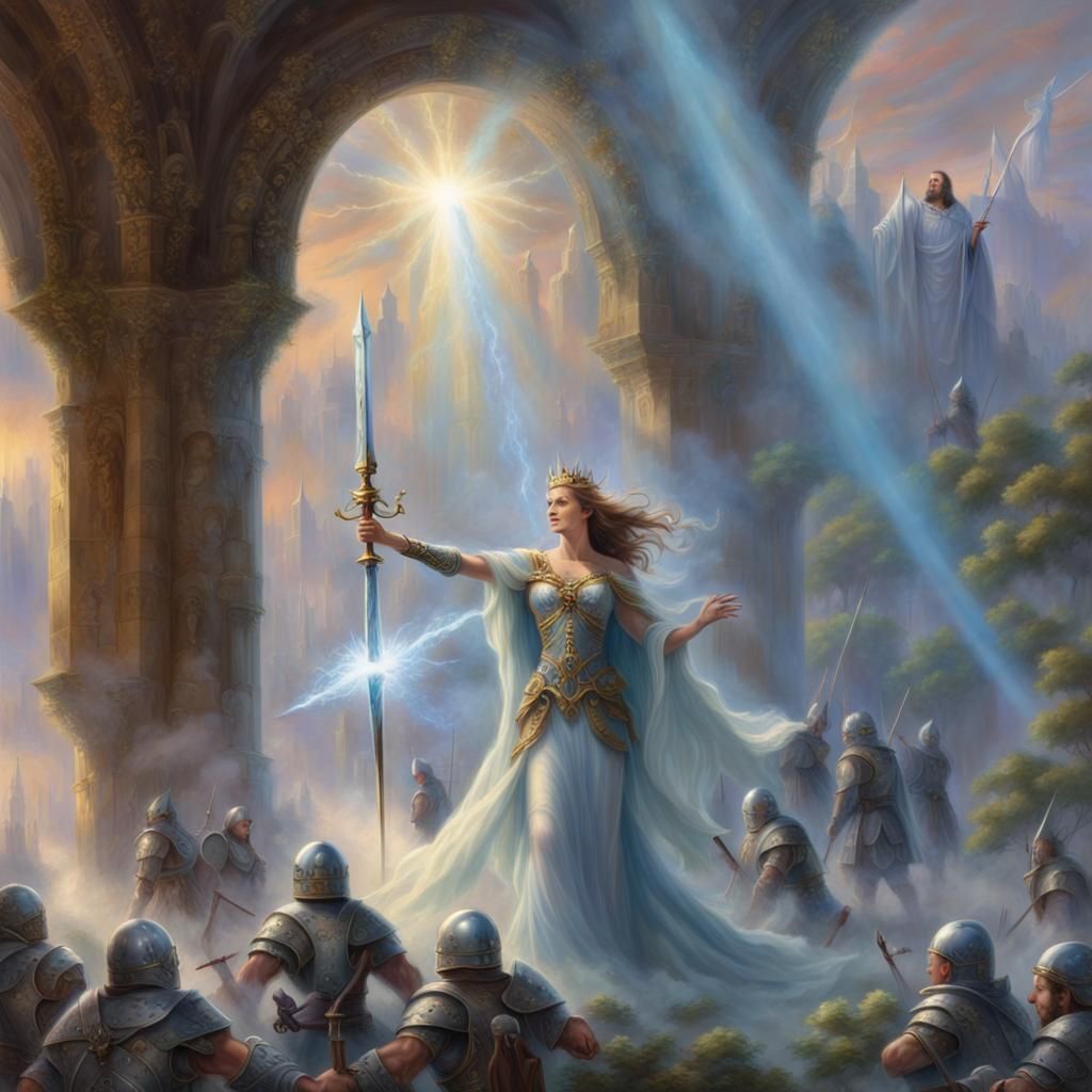 Goddess Blesses Medieval Army in Ethereal Fantasy