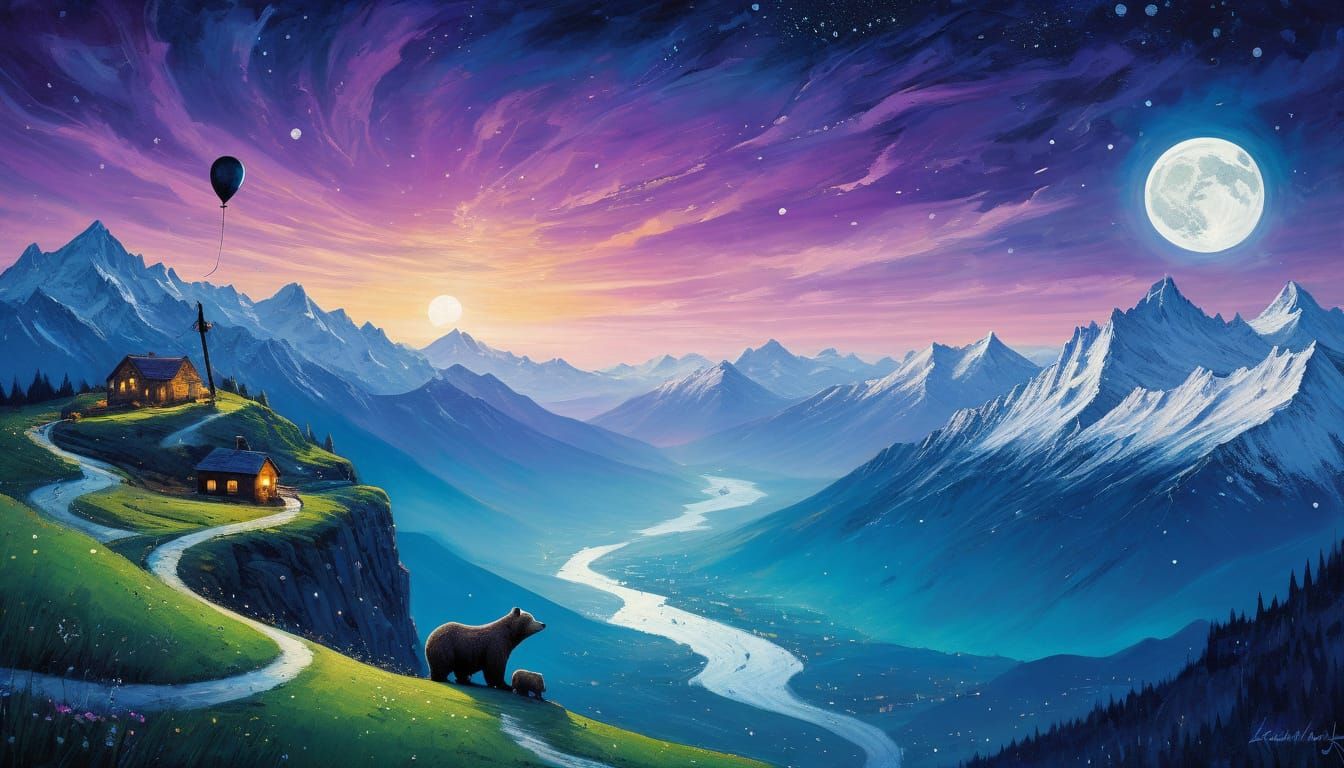 Whimsical Gondola Painting in Sam Toft Style