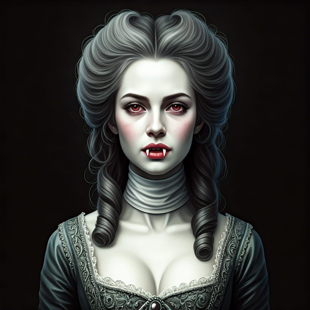 Shy Vampire Lady in Art Nouveau Style