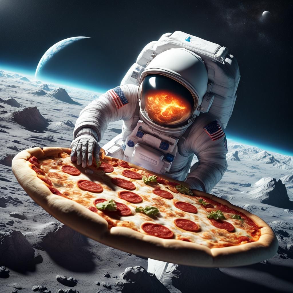 Astronaut's Pizza Mishap on the Moon