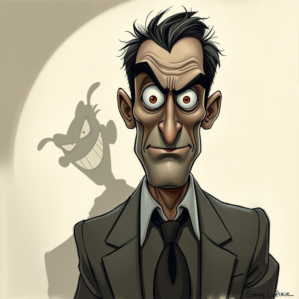 Playful Shadow Man in Dramatic Chiaroscuro Style