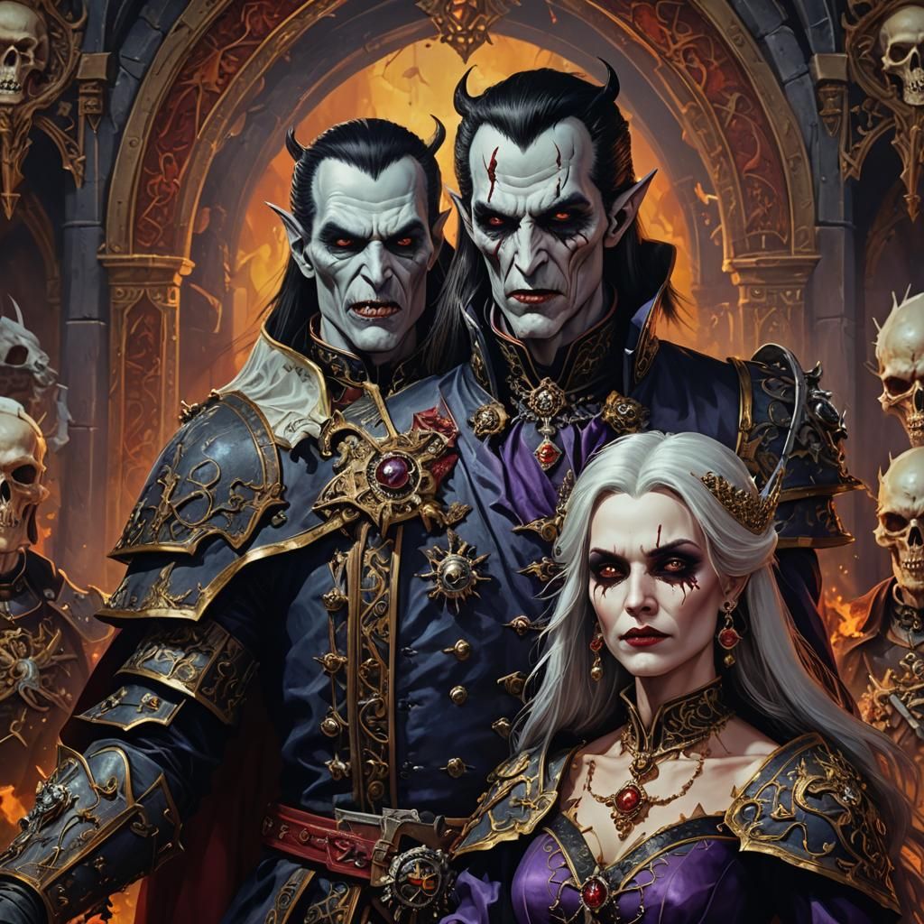 Regal Vampire Counts in Hyperrealistic Splash Art