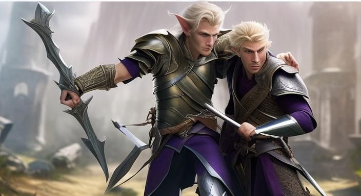 Elven Warrior Cares for Wounded Human Friend