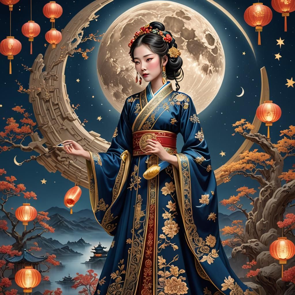 Chang’e beside the Moon in Matte Painting