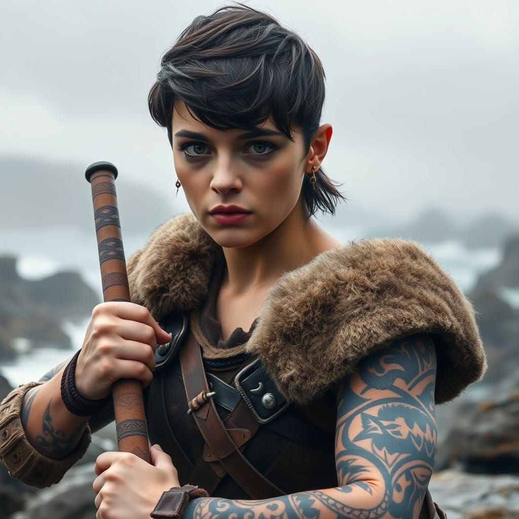 Ethereal Viking Warrior in Weathered Armor