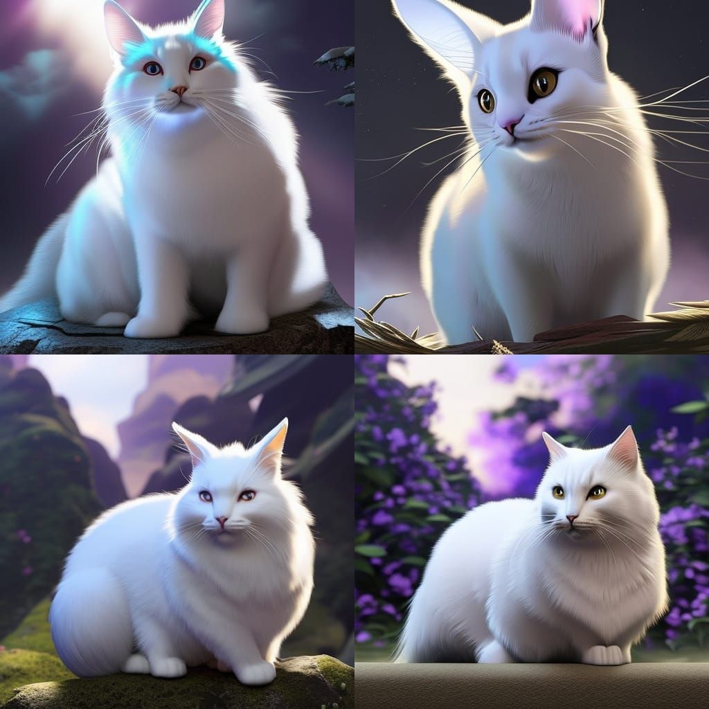 White Cat in Wonderland as Digital Art