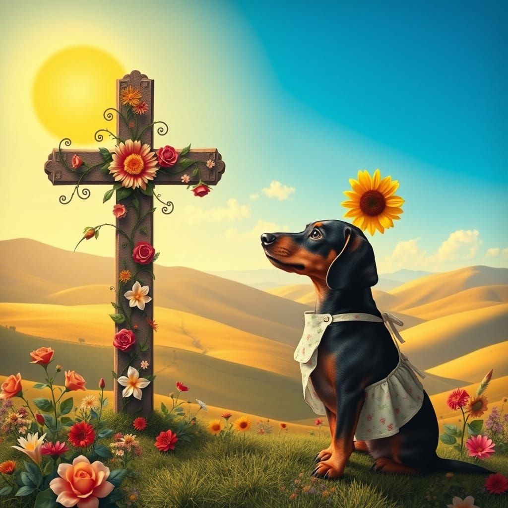 Whimsical Floral Cross in Sunny Valley
