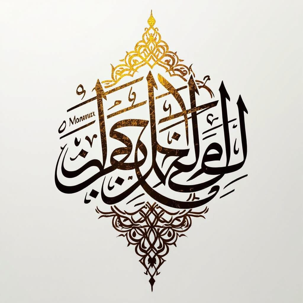 Golden Arabic Calligraphy Featuring Mohammed Mujahid Ahmed