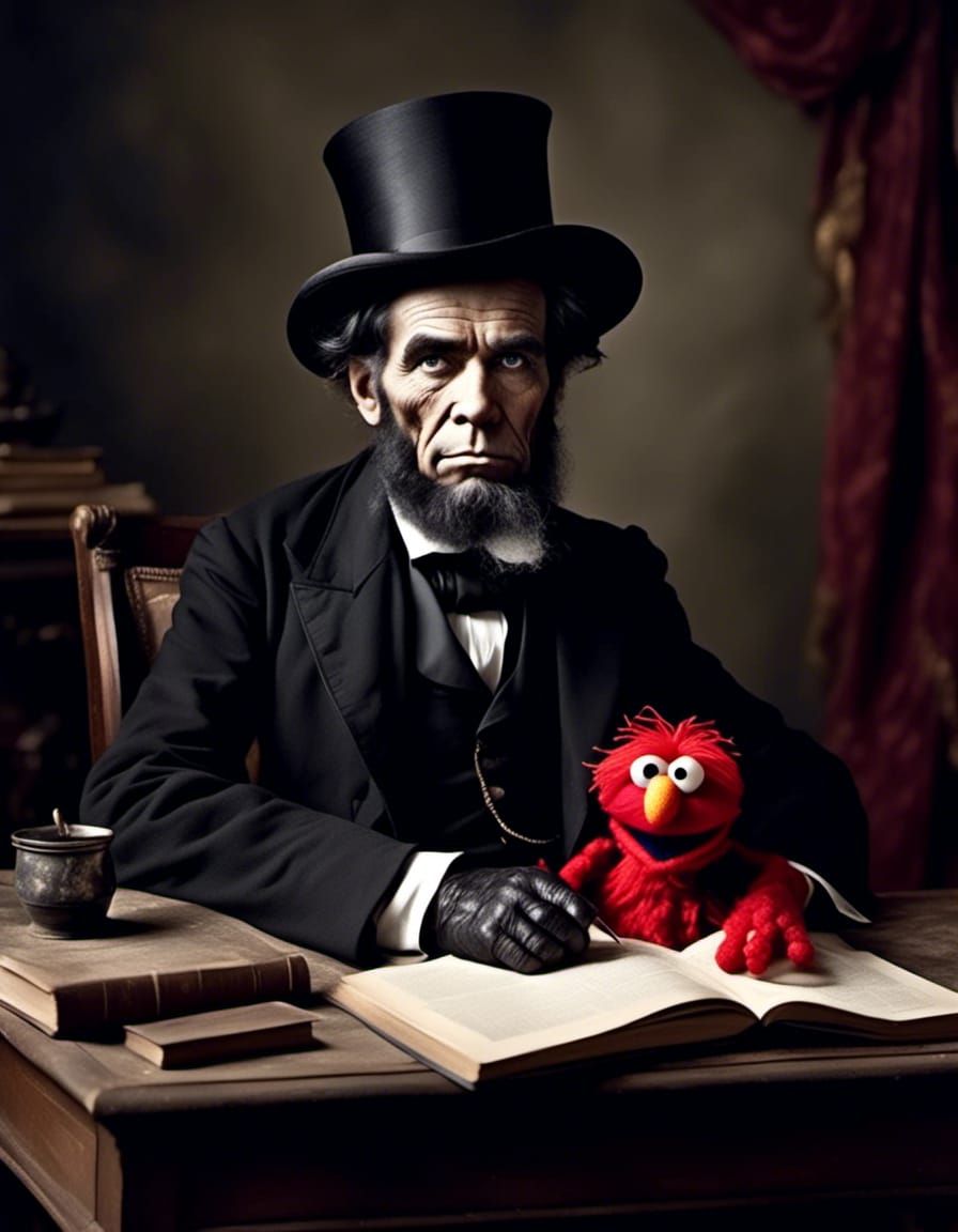 Elmo as Abraham Lincoln in Dark Fantasy Realism
