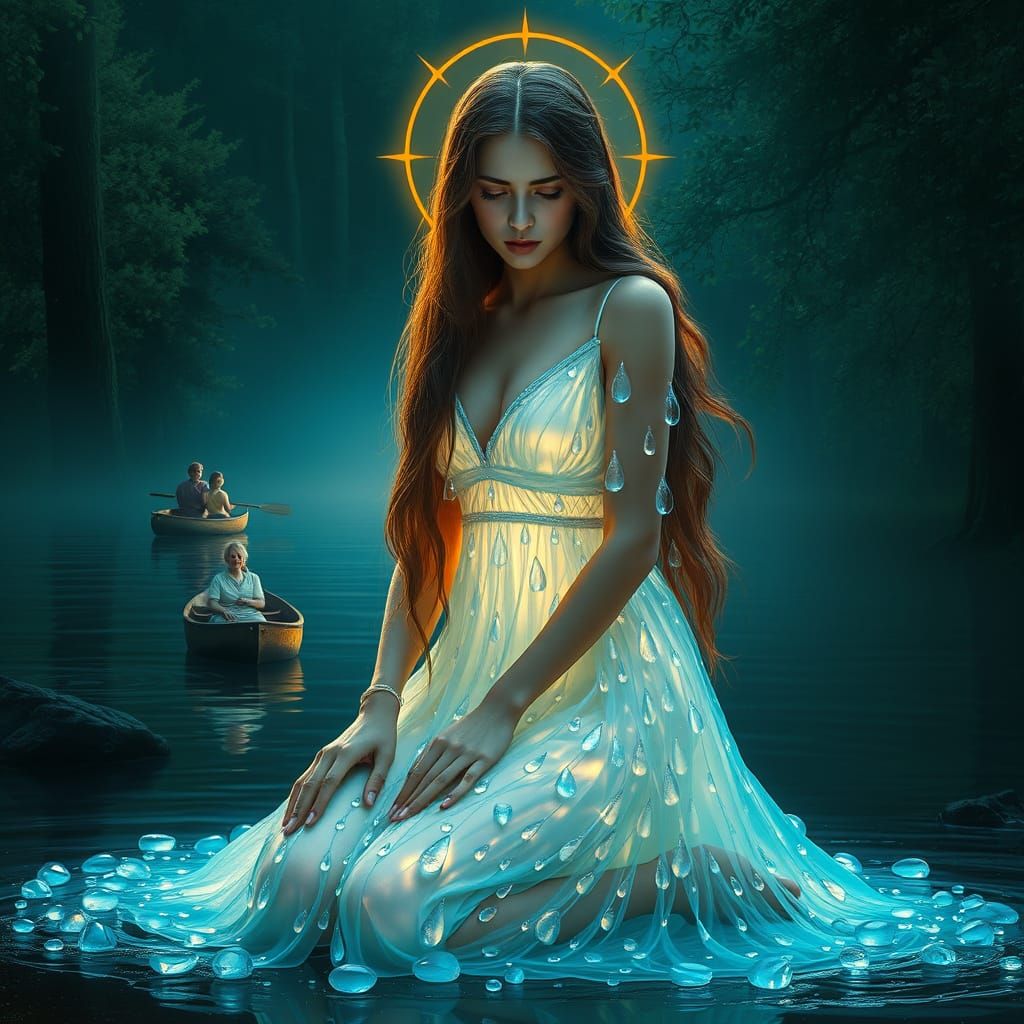 Ethereal Goddess of Sorrow in Art Nouveau Style