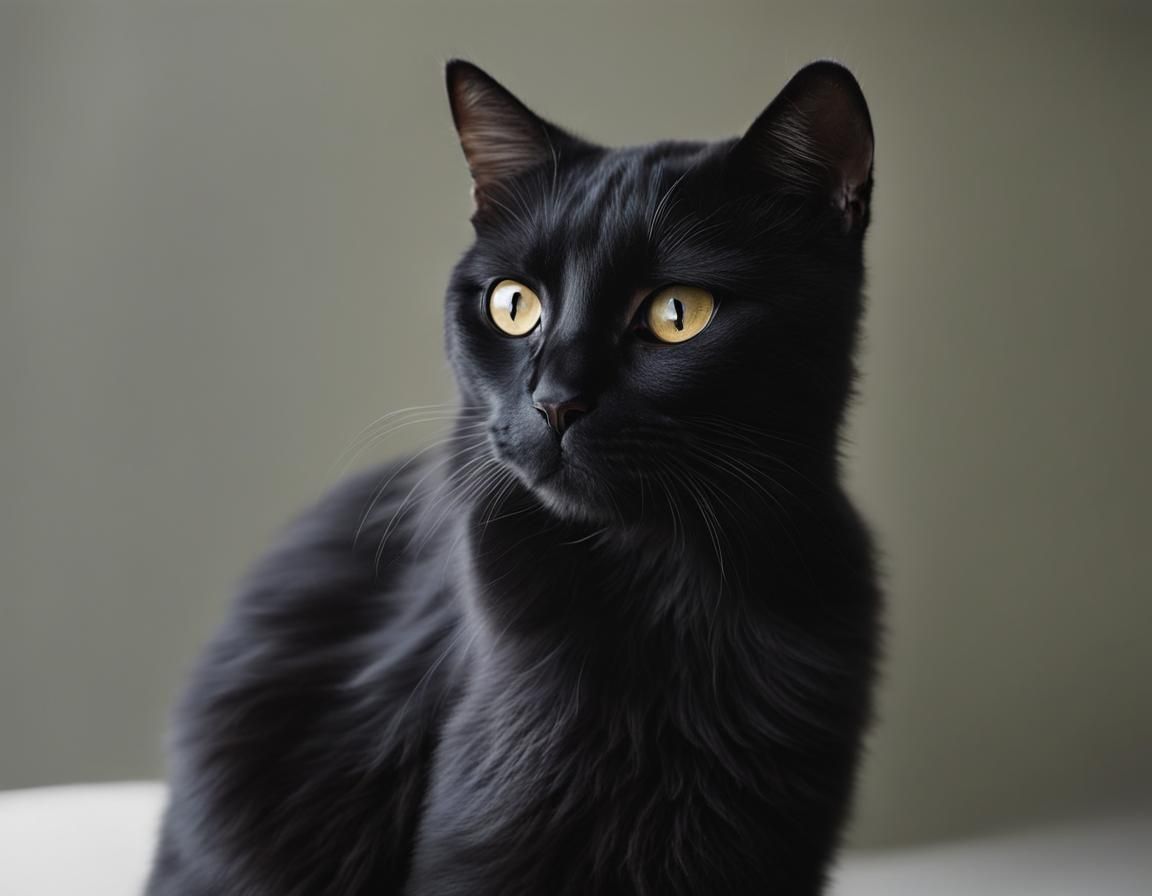 Elegant Black Cat with Emerald Eyes