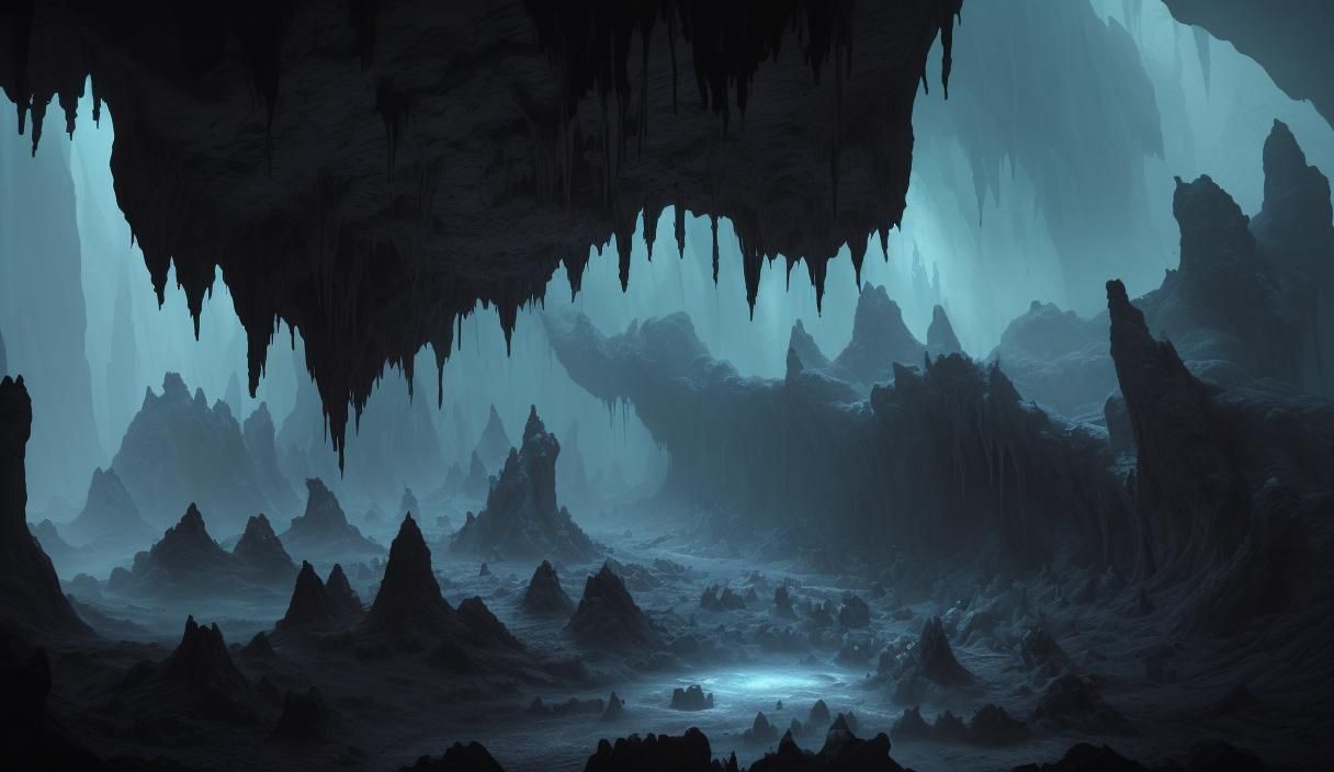 Creepy Underground Monster Lair in Dark Fantasy Style