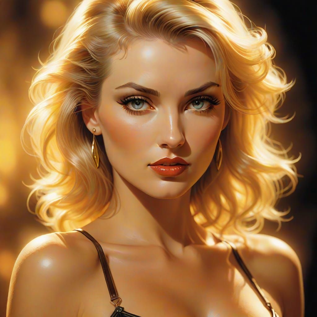 Golden Age Pin-Up in Hyper-Realistic Digital Art