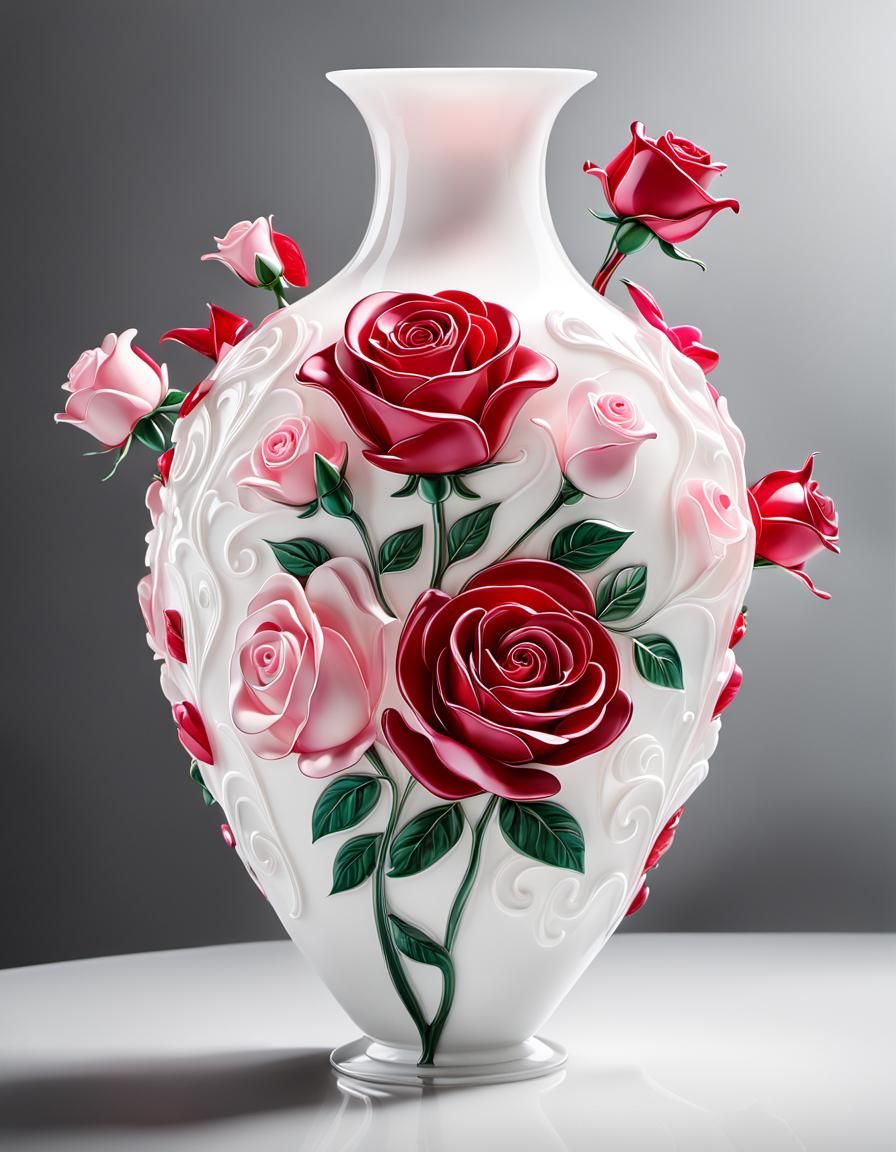 Rose Elegance Luxury Vase in 3D Render Style