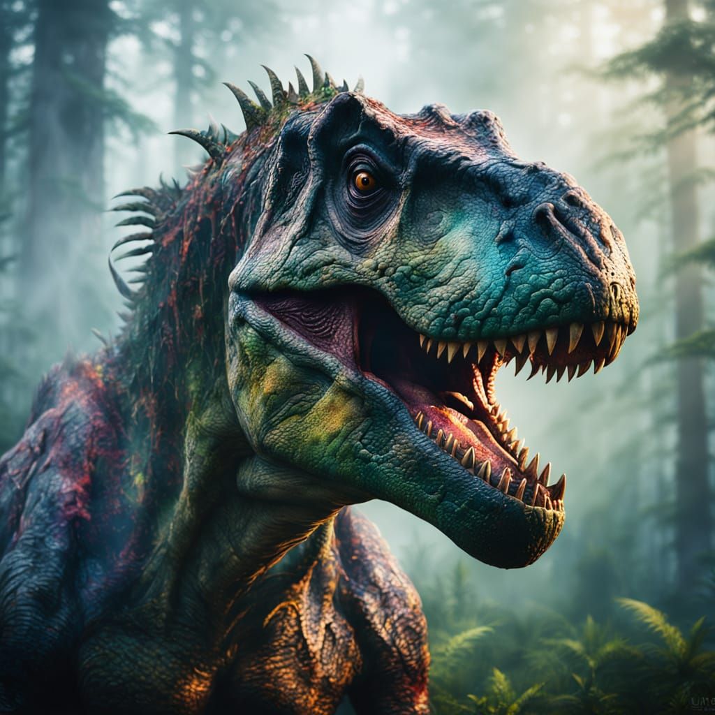 Close up shot of a tyrannosaurus head