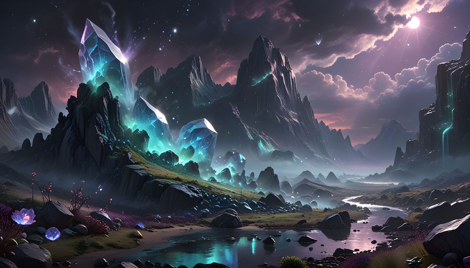 Ethereal Crystal Mountains at Twilight